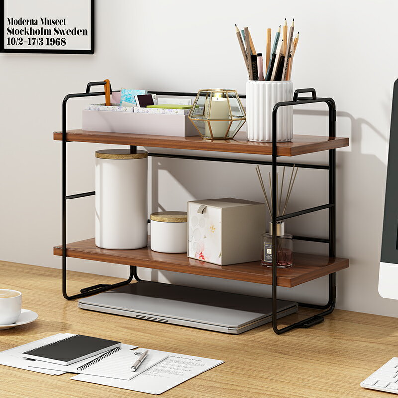 書架桌面收納置物架書桌上分隔板家用簡易多層辦公室鐵藝整理架子