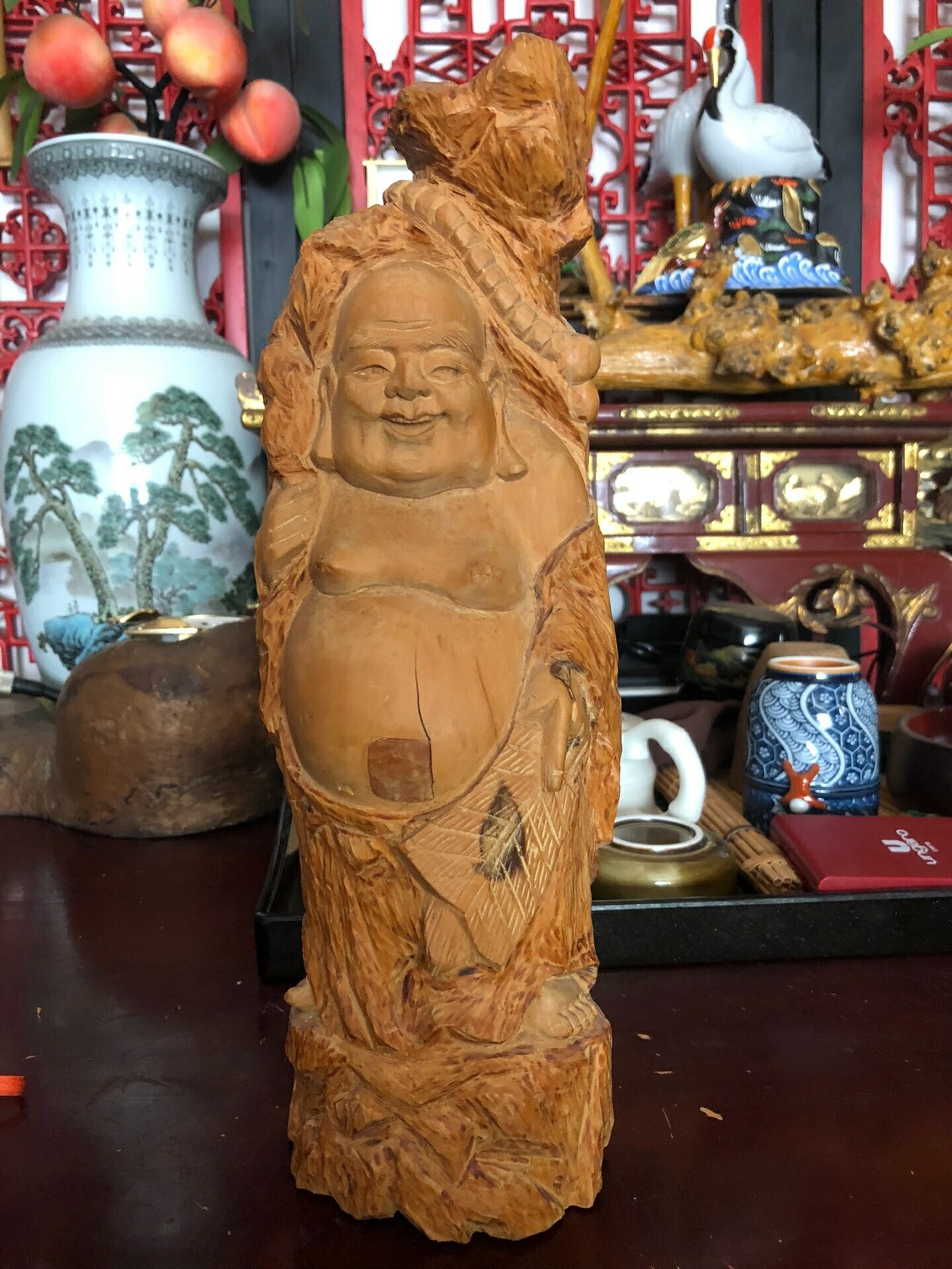 日本迴流實木彌勒佛