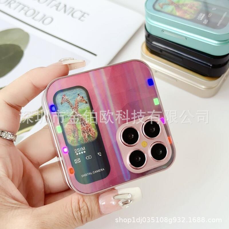 48h出貨丶i18pro翻蓋手機2.4寸屏雙卡雙待炫彩按鍵外文備用摺疊迷你手機