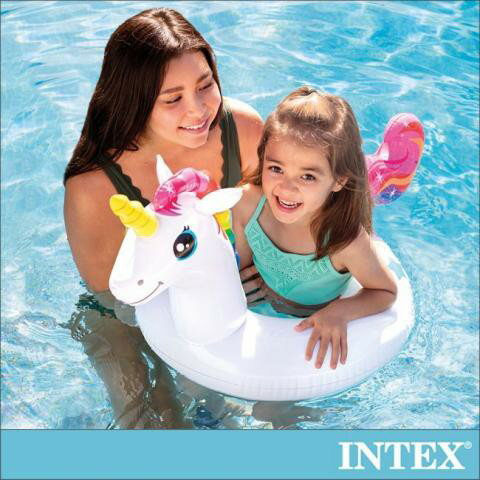(獨角獸)【INTEX】可愛立體造型游泳圈(58221)夏天 戲水 泳池 玩水 泳圈