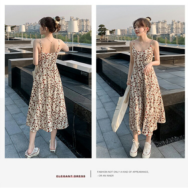 韓版碎花吊帶洋裝 吊帶連衣裙 甜美洋裝 洋裝 碎花連身裙 休閒連身裙 春天洋裝 背心連身裙 收腰 【1354F】 8