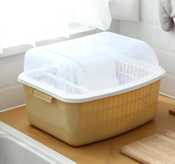 瀝水架置物架帶蓋碗碟架裝碗筷收納箱