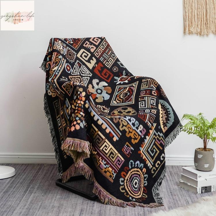 沙發巾 美式鄉村風 復古 多功能 手工毯沙發罩沙發毯沙發巾床尾毯