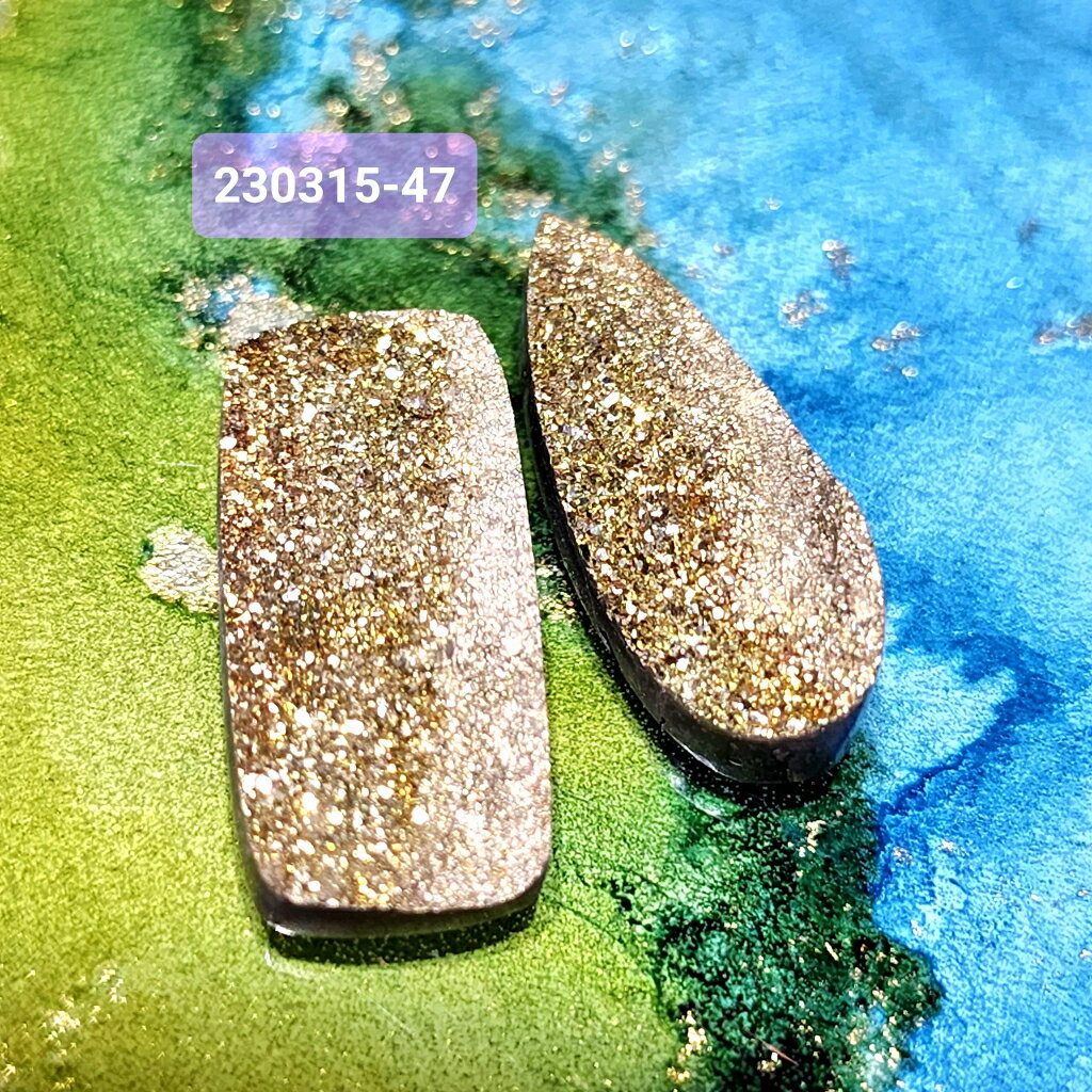 【土桑精品】彩虹黃鐵礦珠寶片230315-47&48號 Pyrite 金工設計 編織 自信 財富 考試 火元素