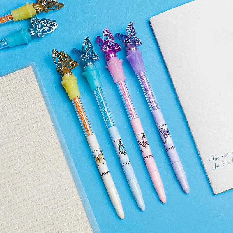 [Hare.D]蝴蝶亮鑽中性筆 0.5mm 造型筆 蝴蝶筆 原子筆 水筆 卡通學生書寫考試 中性筆 兒童節 禮品