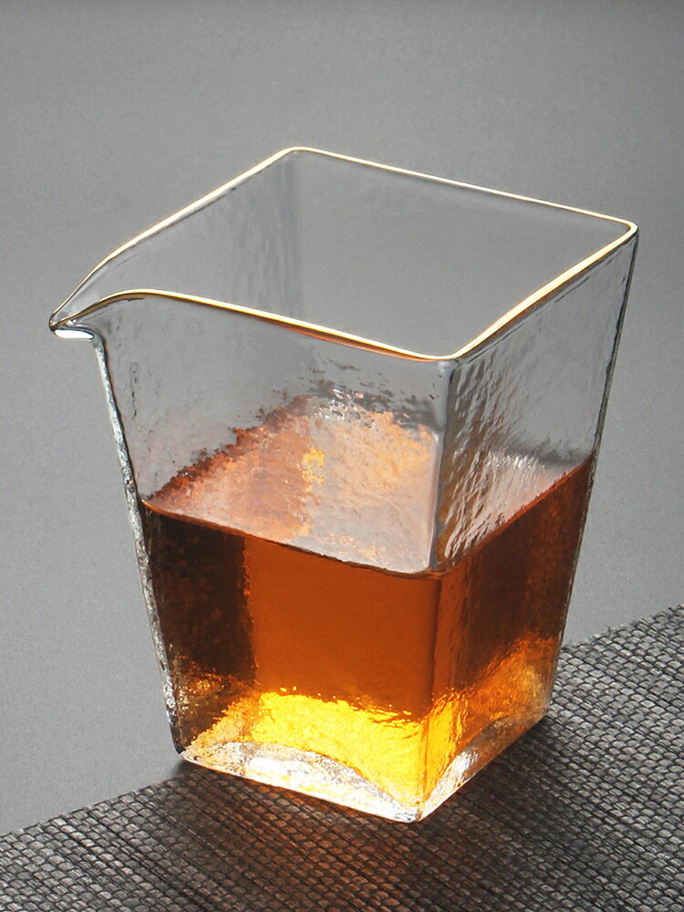 高硼矽耐熱錘紋玻璃公道杯功夫茶具四方形公杯創意茶海品茗分茶器