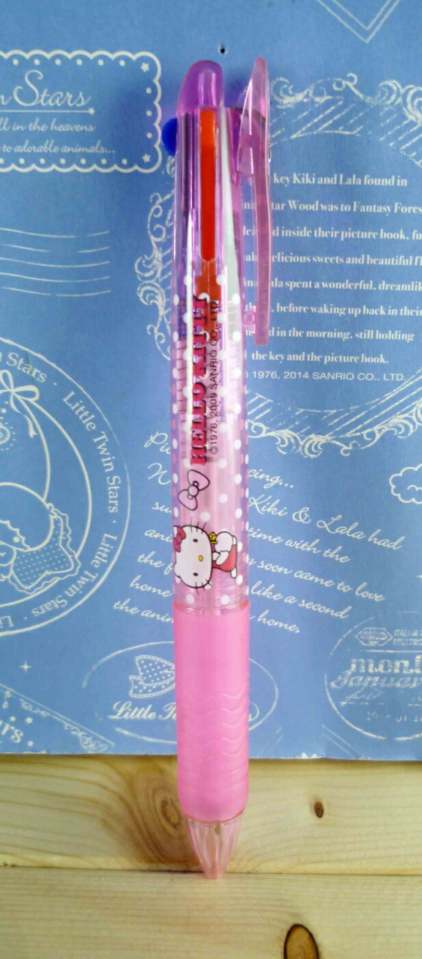 【震撼精品百貨】Hello Kitty 凱蒂貓 KITTY多色原子筆-3色-粉底白點圖案 震撼日式精品百貨