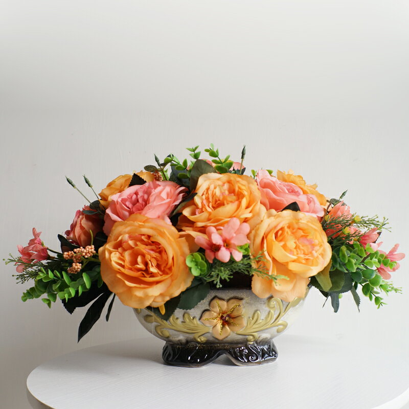 歐式假花客廳仿真花套裝玫瑰玄關餐桌茶幾擺放花卉絹花裝飾花