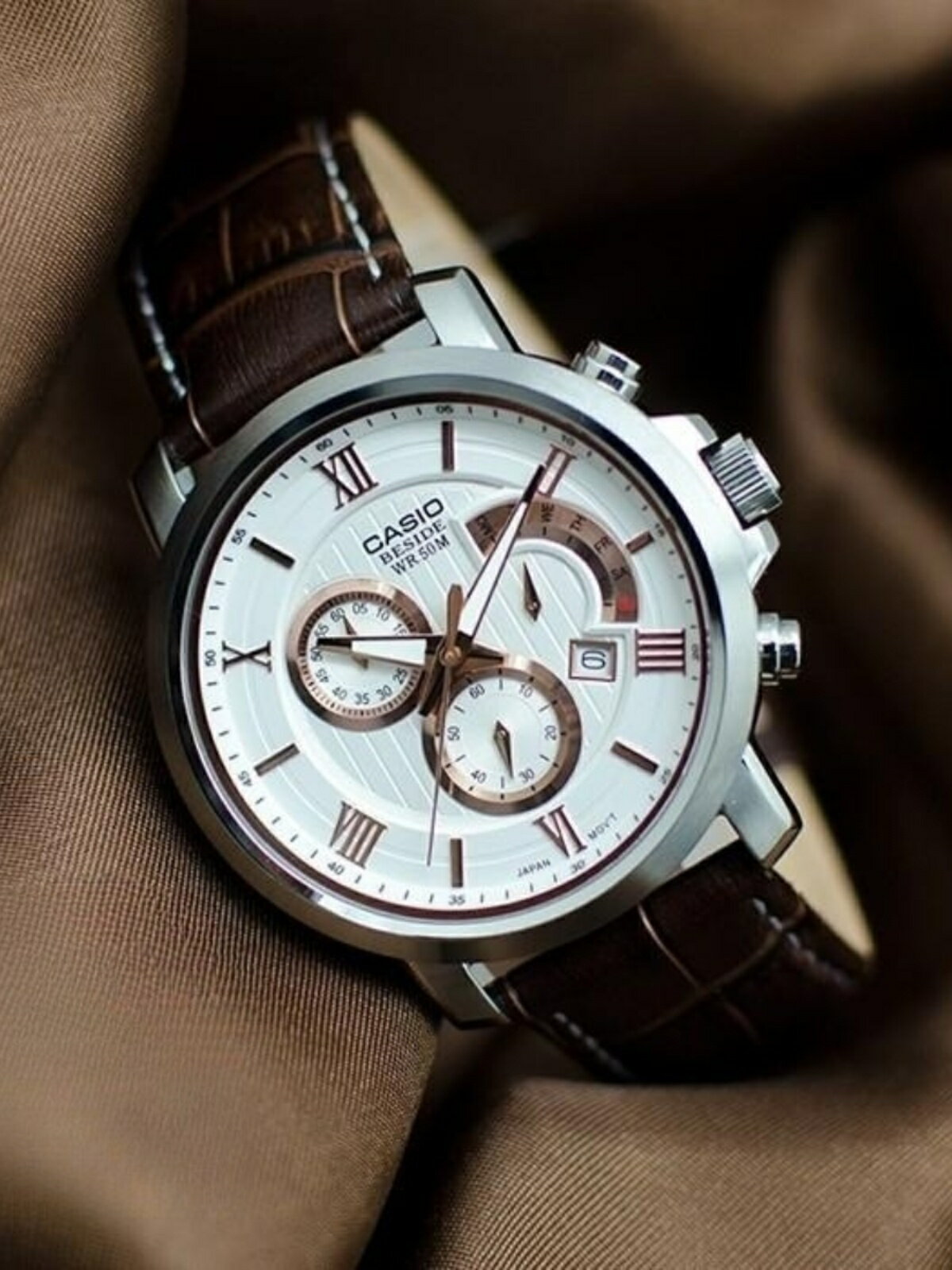卡西歐CASIO 時尚潮流男士商務真皮防水石英男表 BEM-506 EFR-517【北歐居家生活】