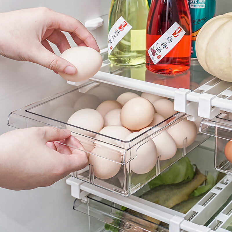 冰箱收納盒抽屜式掛籃可懸掛冷凍保鮮盒雞蛋收納盒分格廚房用架