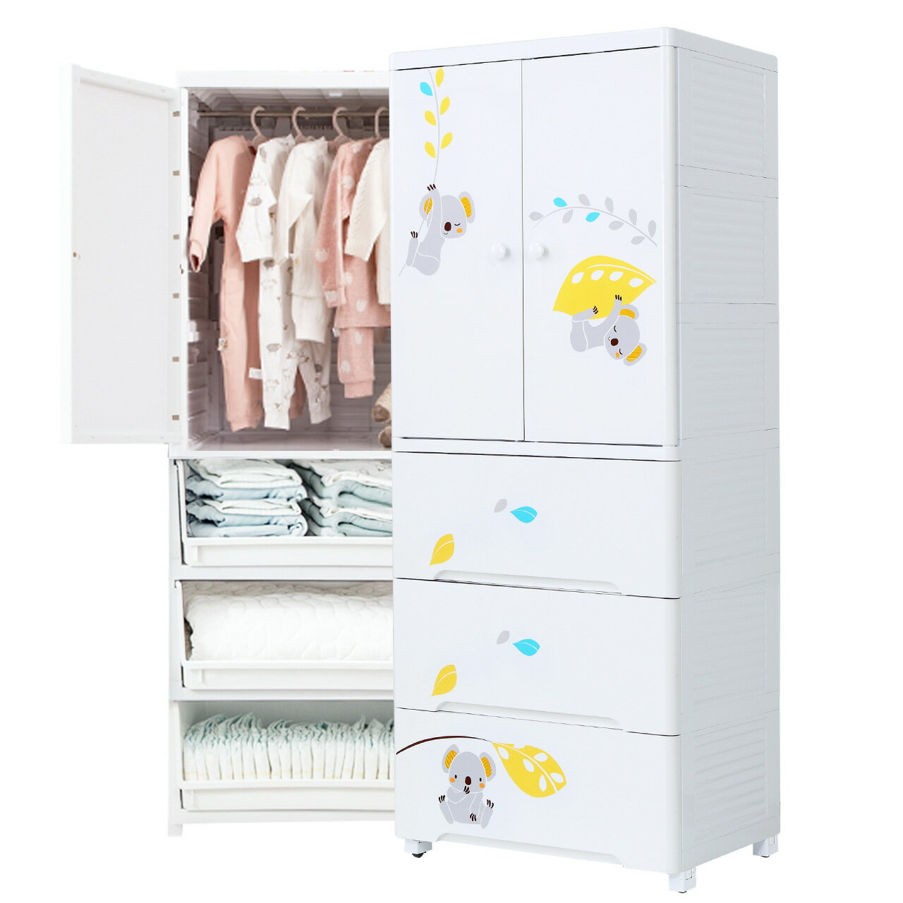 開門式收納櫃 寶寶兒童加厚收納簡易衣櫥 簡約儲物櫃家用