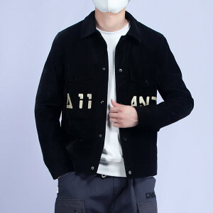 皮衣外套短款夾克-仿布皮質字母印花男外套74bd35【獨家進口】【米蘭精品】