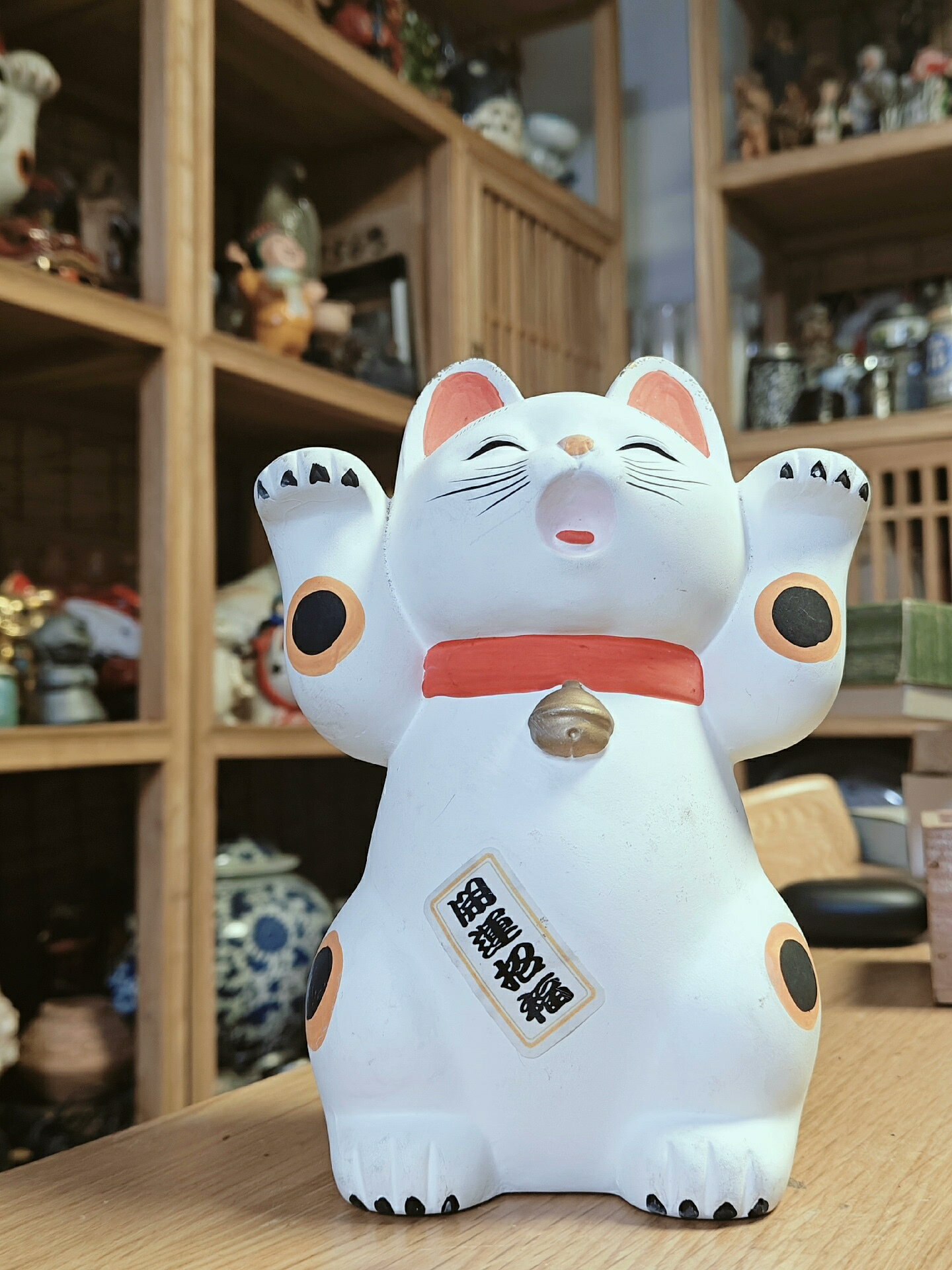 日本招財貓 雙手招財貓 陶瓷材質