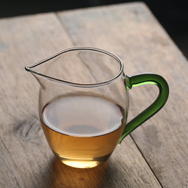 玲瓏玻璃公道杯耐高溫耐熱高硼矽加厚把手草堂分茶器公壺煮茶加熱