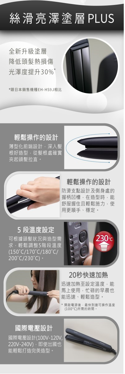 【Panasonic/國際牌】奈米水離子直髮捲燙器 EH-HS0J 5