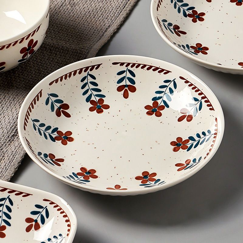 餐具 日式陶瓷盤子菜盤家用碗碟2022新款餐具高級感菜碟子方盤餐盤深盤-快速出貨