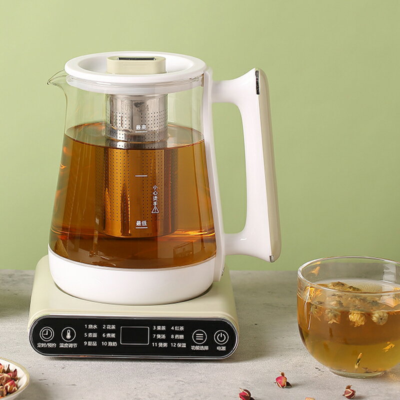 110V美規養生壺1.8L大容量800W家用煎藥壺智慧玻璃燒水恆溫煮茶器