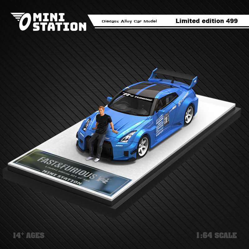 MS1:64尼桑GT-R3.0寬體改裝速度與激情6塗裝模擬合金汽車模型擺件702