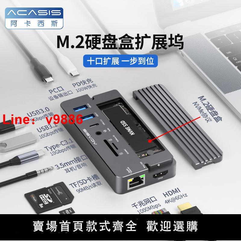 【臺灣公司 超低價】阿卡西斯m2固態硬碟盒外接多功能擴充套件塢typec雷電3usb移動硬碟盒