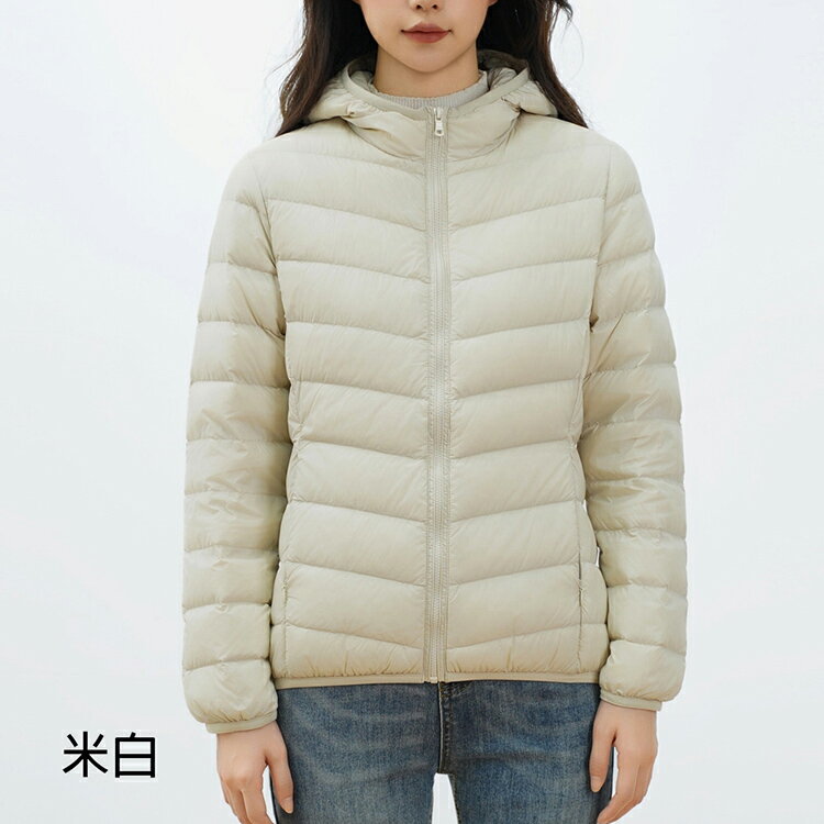 女連帽長袖輕型羽絨外套90%白鴨絨 小中大尺碼【24-25-82303-24】ibella 艾貝拉