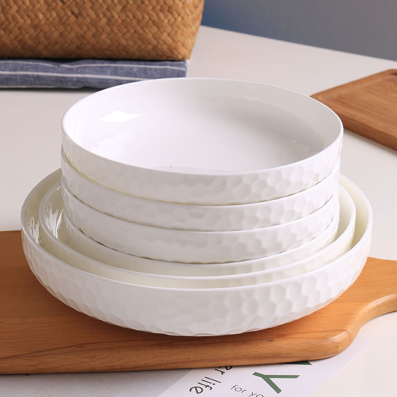 景德鎮純白家用簡約創意骨瓷菜盤餐盤深盤圓形菜盤子碟子陶瓷湯盤