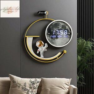 創意亞克力電子掛鐘 現代時尚裝飾壁鐘 靜音時鐘 太空人造型壁鐘 客廳餐廳牆面掛鐘 藝術掛飾