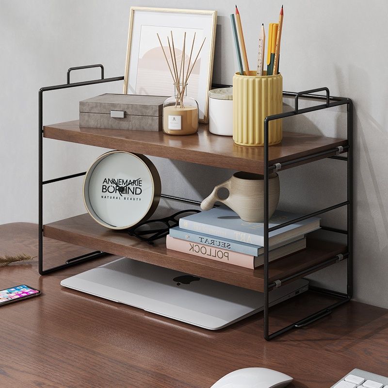 收納小能手 簡易置物架書架辦公室桌面整理收納架家用桌上多層鐵藝書桌小架子