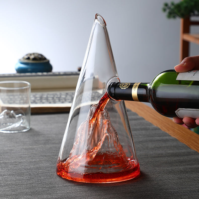 含運 醒酒器 金字塔葡萄酒醒酒器山峰瀑布紅酒分酒器創意簡約倒酒器玻璃酒壺