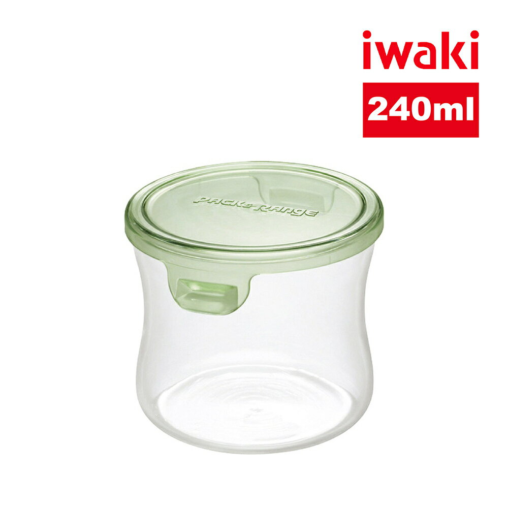 【iwaki】日本耐熱玻璃圓形微波保鮮盒240ml-綠