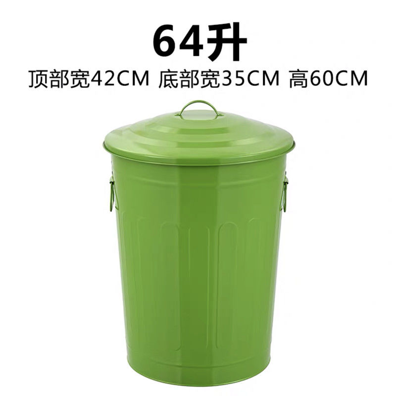 臺灣公司貨 可開票 環保圓形戶外分類帶蓋鐵皮垃圾桶大號可回收收納桶烤漆幼兒園室外 快速發貨