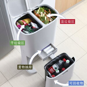 [免運] 日式家用創意廚房雙層分類垃圾桶客廳防臭簡約干濕分離大號垃圾箱 果果輕時尚 全館免運
