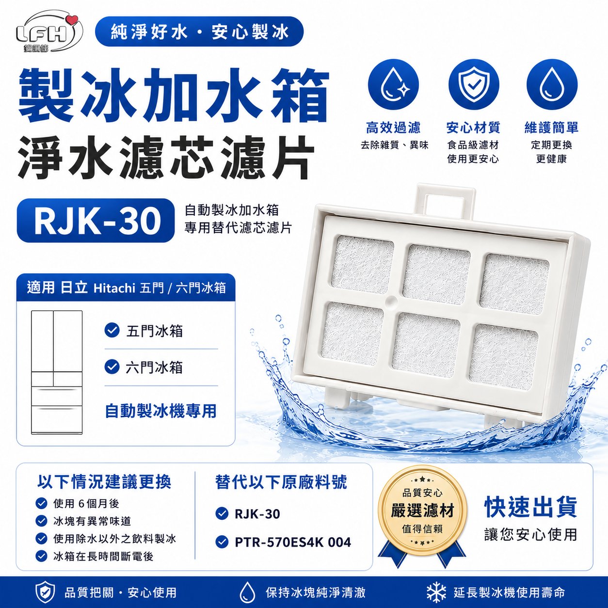 淨水濾芯濾片 RJK-30 適用 日立 Hitachi五門/六門自動製冰冰製冰加水箱專用替代用濾芯濾片 自動製冰濾片 0