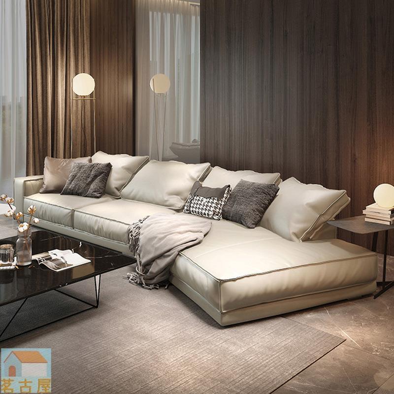意大利輕奢真皮沙發簡約現代創意弧形意式客廳異形轉角