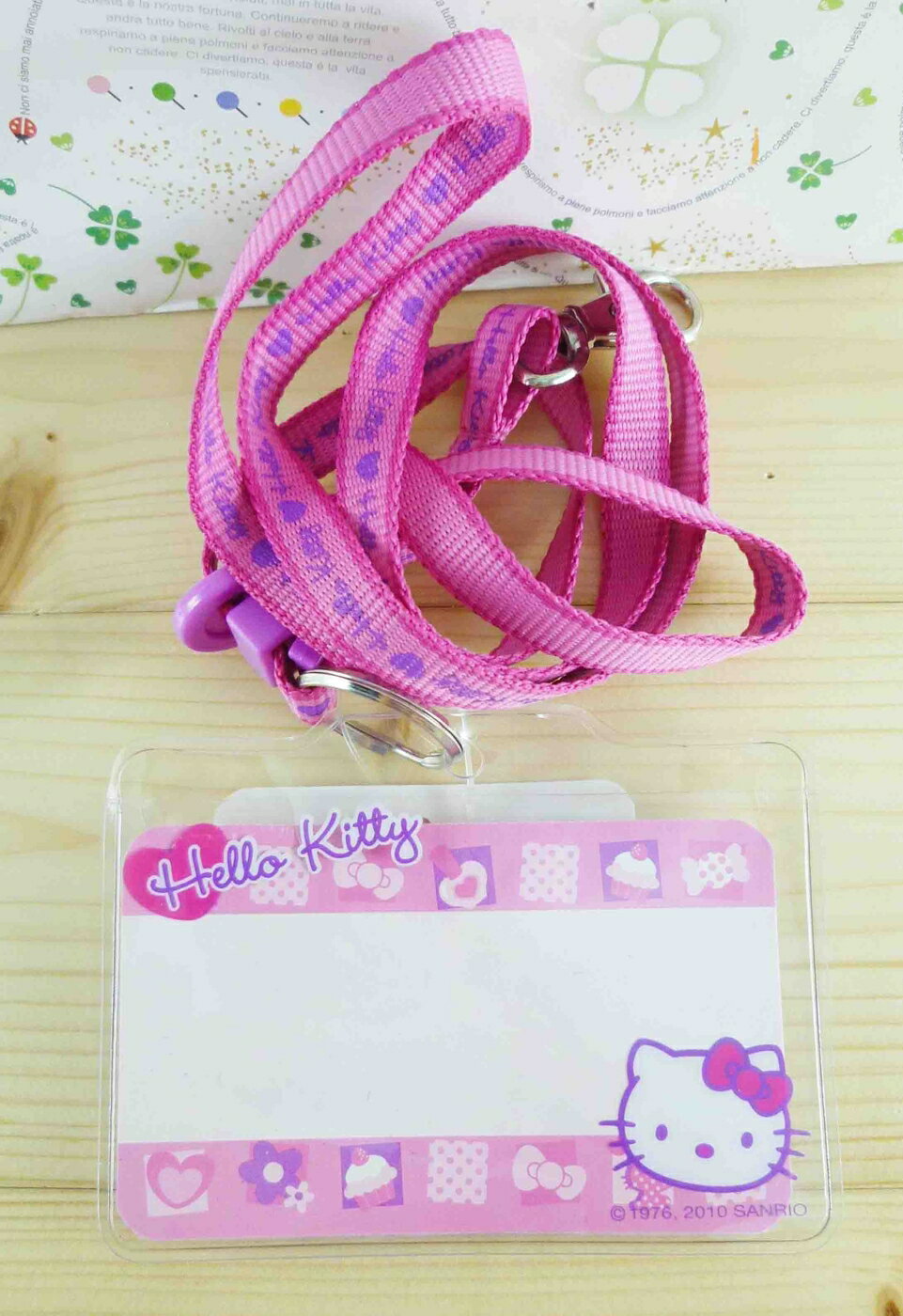 【震撼精品百貨】Hello Kitty 凱蒂貓 KITTY證件套附繩-點心圖案-粉色 震撼日式精品百貨