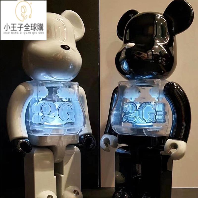 【公司現貨速發】免運 開發票bearbrick新款2G電鍍發光暴力熊積木熊潮流擺件千秋手辦 關節可響