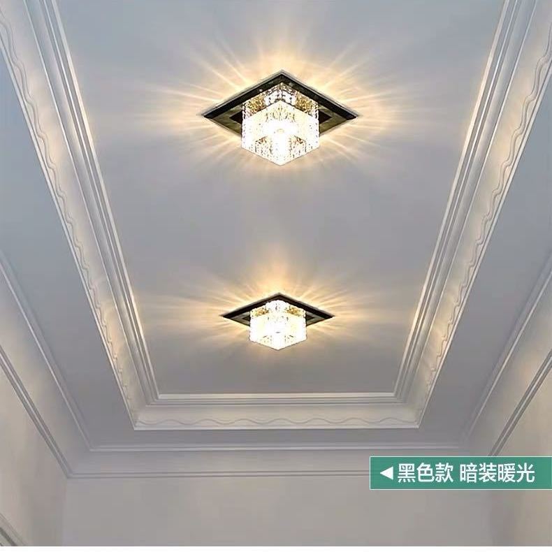 過道燈走廊燈簡約現代led水晶射燈嵌入式筒燈門廳入戶吸頂玄關燈