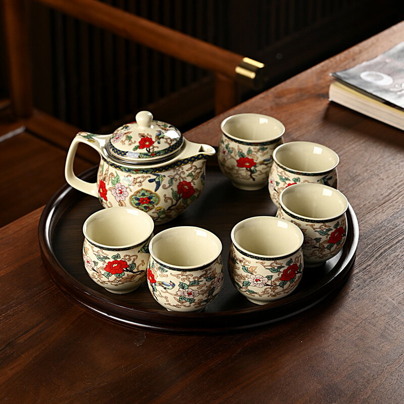 家用陶瓷功夫茶具一壺四六杯簡約會客泡茶壺茶杯茶托盤帶過濾網O