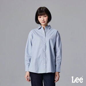 Lee 女款 寬鬆版 OVERSIZED 左胸LOGO 素色 長袖休閒襯衫 | Modern