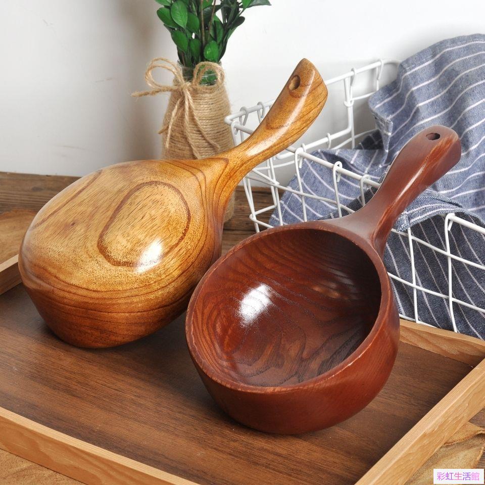 韓式木水瓢 水勺 木瓢 木質餐具 整木長手柄大勺子 木杯子 實木量勺 木水瓢 大號桑拿勺 大葉樟廚具