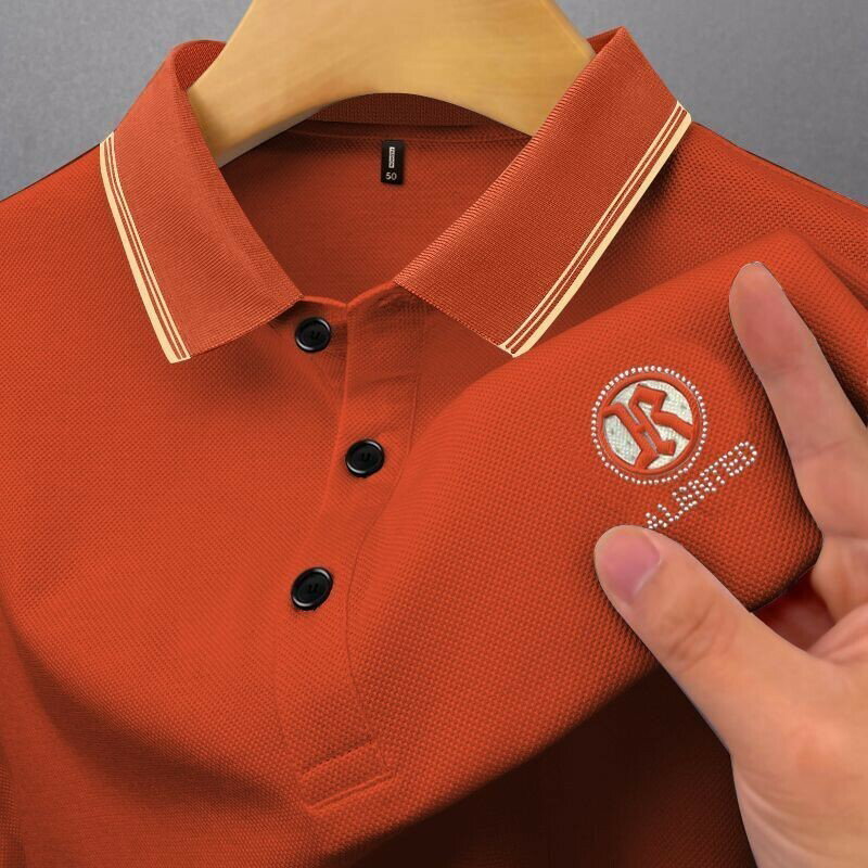 臺灣出貨|夏季刺繡POLO衫男|大尺碼50-110公斤男裝上衣|翻領短袖上衣男|高階半袖POLO衫|韓版短袖衫|修身上衣
