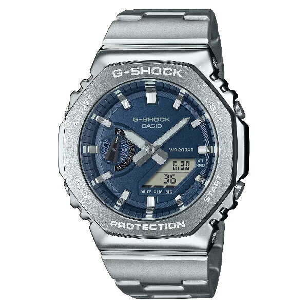 CASIO卡西歐 2100 系列 GM-2110D-2B 八角形金屬雙顯錶 海軍藍面 44.4 mm ｜樂天全館特惠中★指定刷卡回饋10%