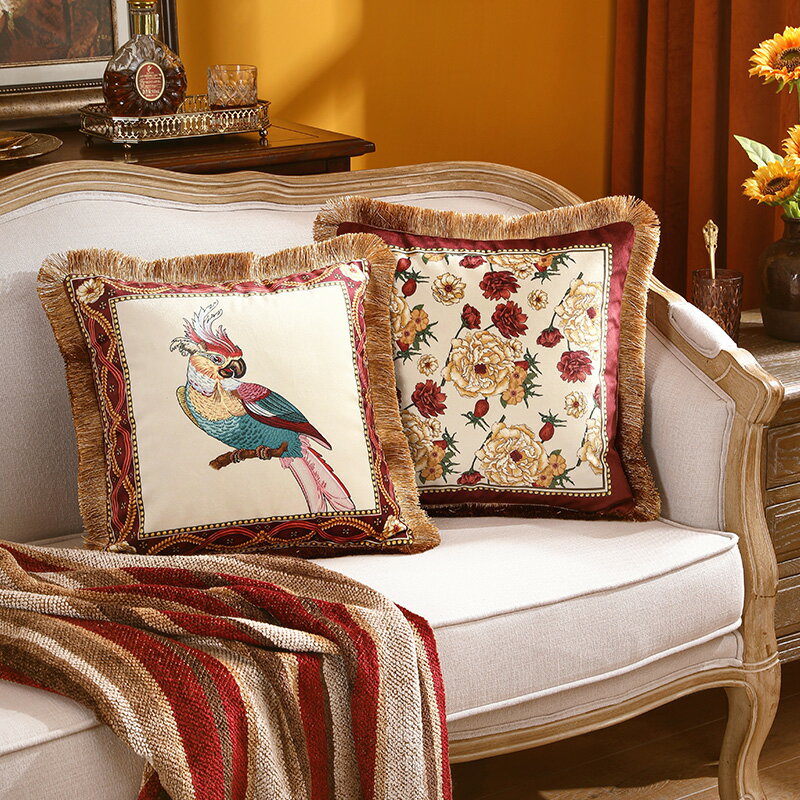 樸居美式沙發抱枕輕奢現代輕奢絲絨靠枕套靠墊套法式復古客廳歐式