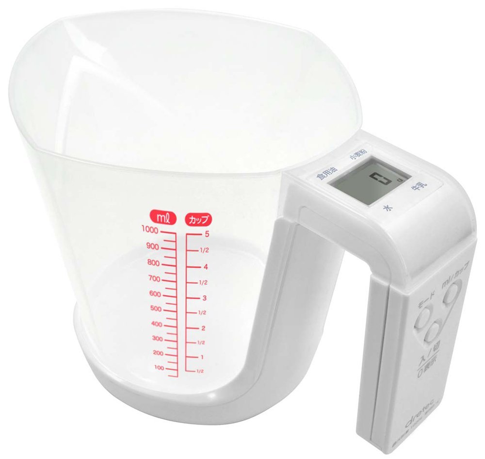 日本 DRETEC 法蕾娜 量杯造型 廚房電子料理秤-白色 CS-100WT
