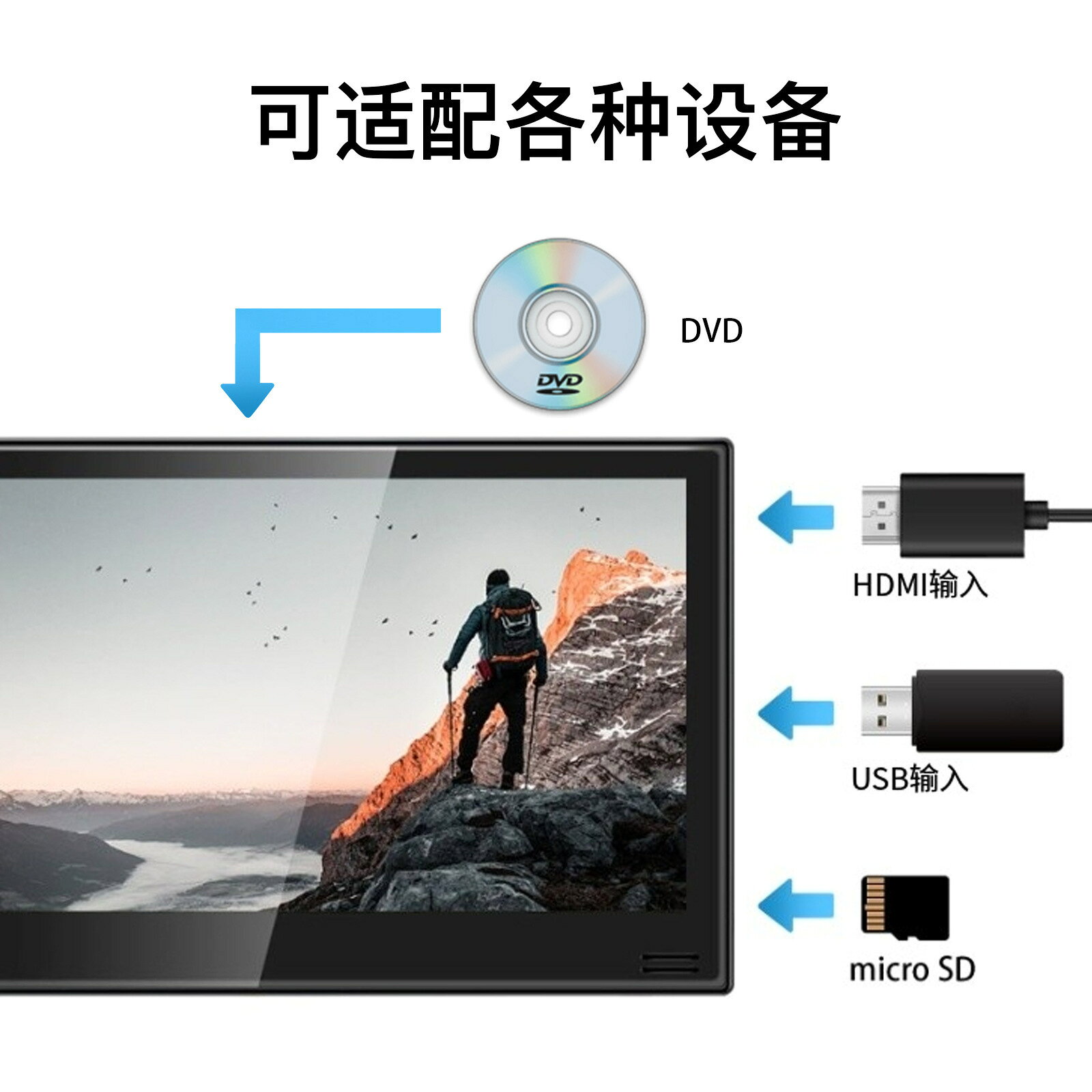 跨境專供11.6英寸車載影碟機DVD播放器支持U盤/TF卡播放HDMI輸入【北歐居家生活】