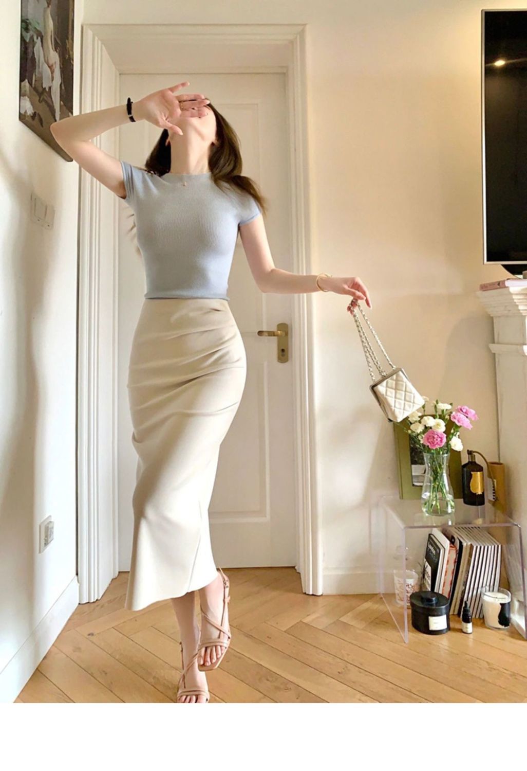 短袖裙裝法式高冷御姐風輕熟名媛高級感連衣裙子女兩件套裝包臀裙夏季