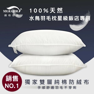 【MIGRATORY】100%雙層純棉天然水鳥羽毛枕-二入(台灣製)