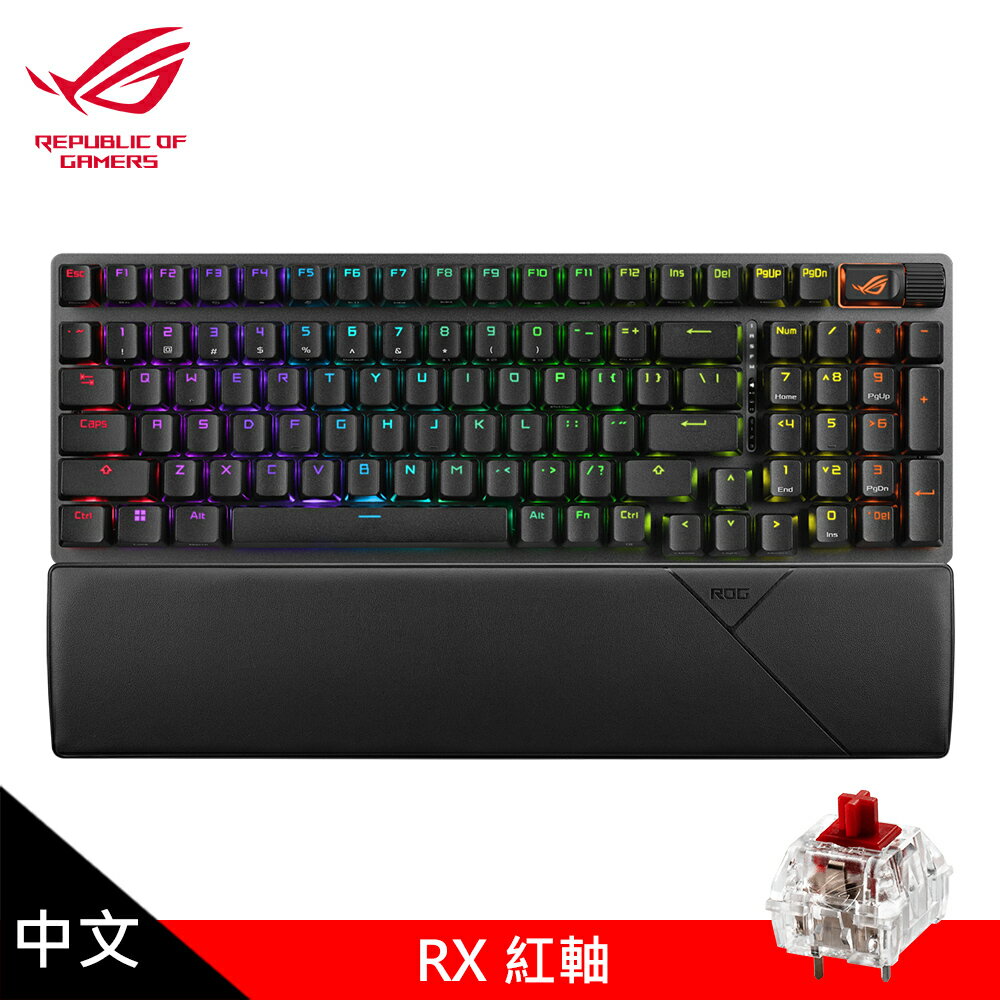 【ASUS 華碩】ROG Strix Scope II 96 Wireless 無線電競鍵盤 紅軸【三井3C】