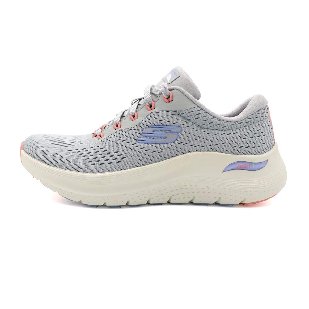 【全館滿額折】 Skechers Arch Fit 灰色 網布 可機洗 輕量 足弓支撐 休閒 慢跑 運動鞋 女款 J2239【新竹皇家 150051LGMT】