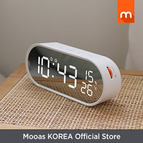 Mooas Rolling Pop 鏡子時鐘,帶 USB 充電端口的數字時鐘,清晰 LED 顯示屏,亮度調節,1224