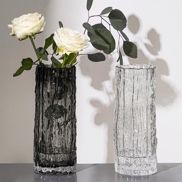 ins風網紅極凍極凍冰川花瓶玻璃透明插花玫瑰鮮花客廳餐桌擺件」